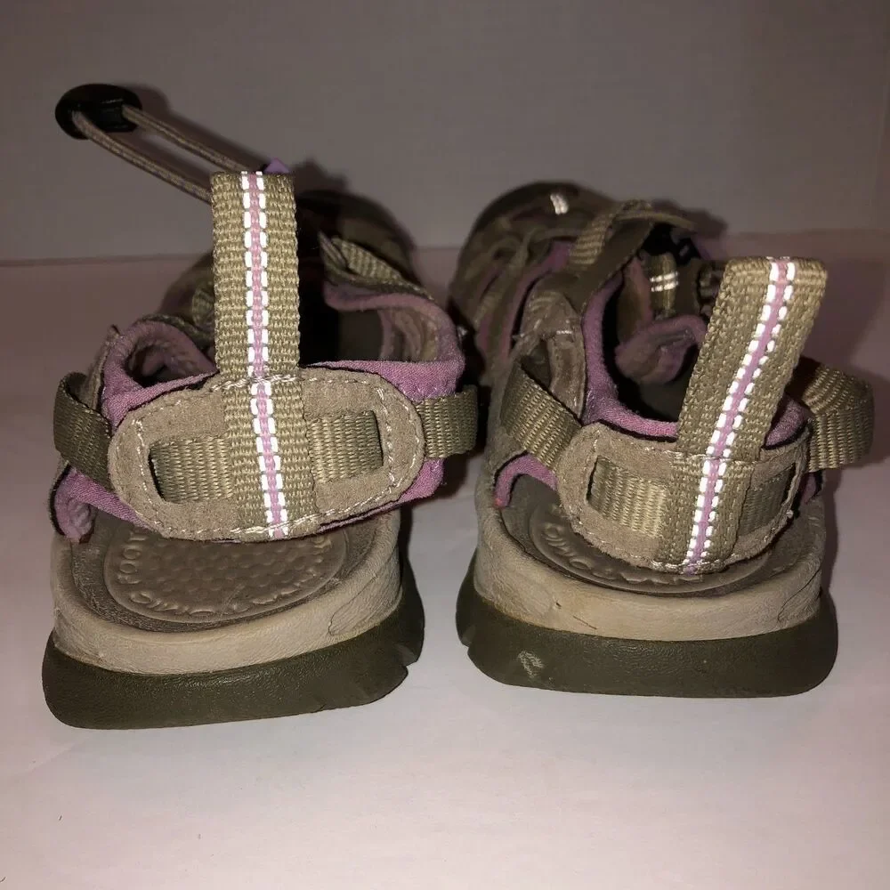 Keen Whisper Women Sz 5 Tan Purple Bungee Sport Outdoor Waterproof Shoes Sandals